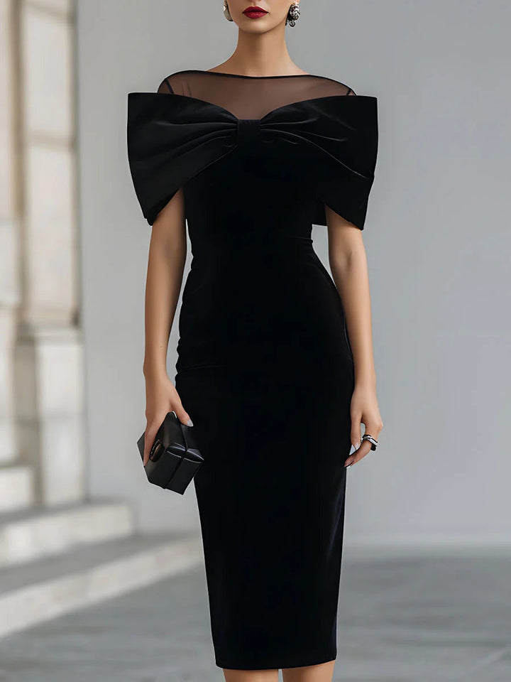 Charlotte | Bow Accent Fall Wedding Guest Midi Dress