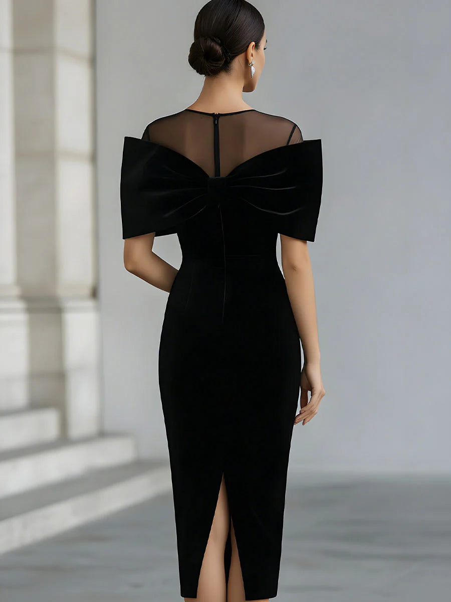 Charlotte | Bow Accent Fall Wedding Guest Midi Dress