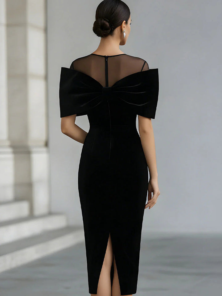 Charlotte | Bow Accent Fall Wedding Guest Midi Dress