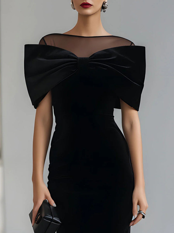 Charlotte | Bow Accent Fall Wedding Guest Midi Dress