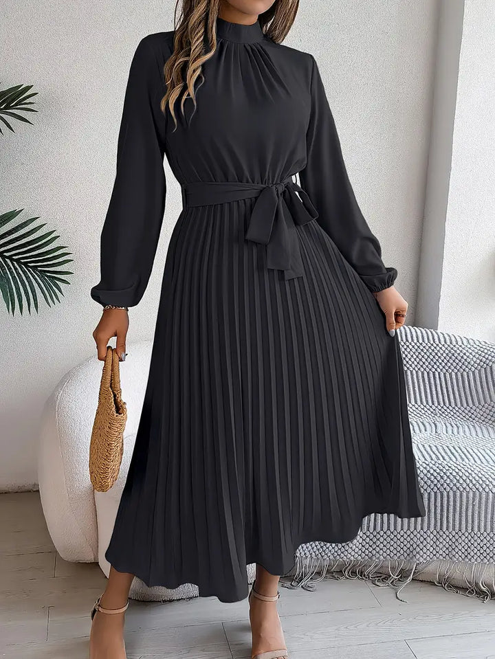 Charlotte | Chic Belted Pleated Fall Wedding Guest Midi Dress