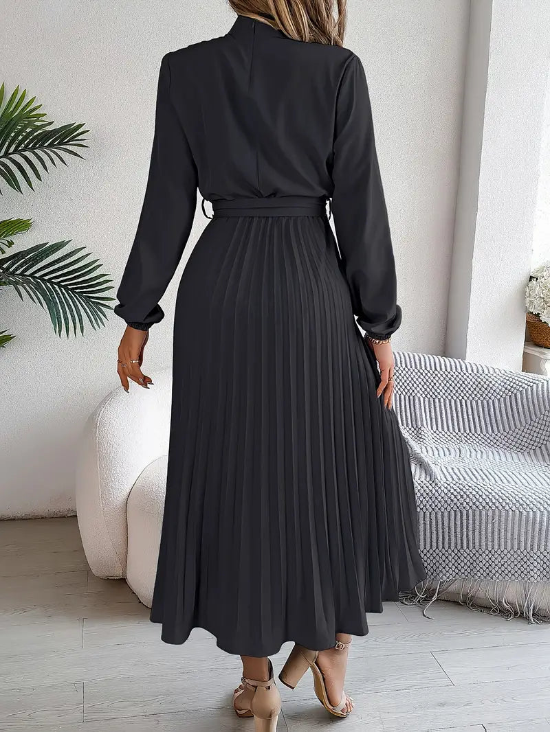 Charlotte | Chic Belted Pleated Fall Wedding Guest Midi Dress