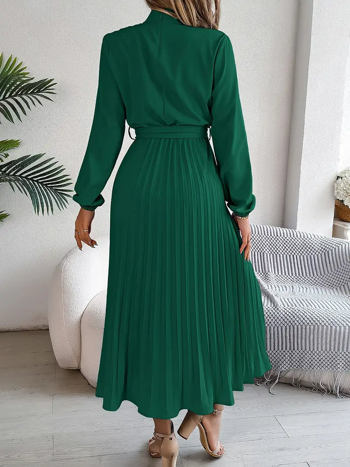Charlotte | Chic Belted Pleated Fall Wedding Guest Midi Dress
