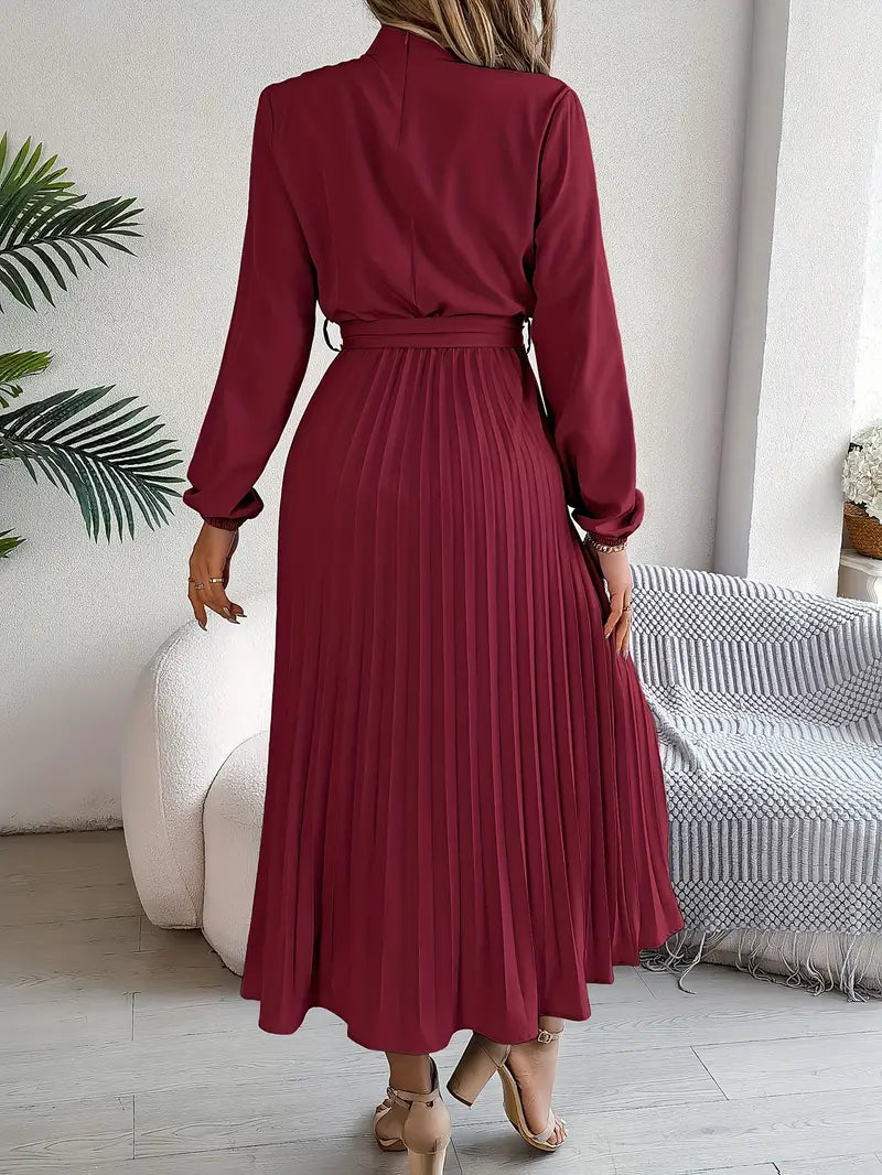 Charlotte | Chic Belted Pleated Fall Wedding Guest Midi Dress
