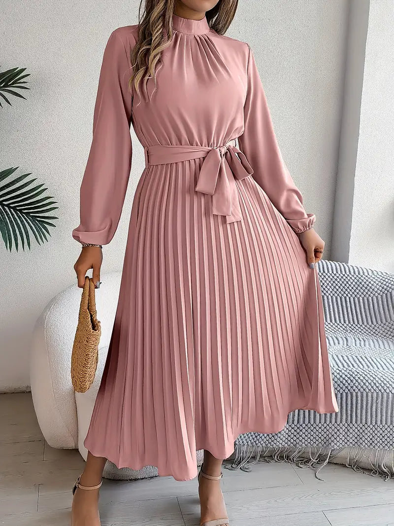 Charlotte | Chic Belted Pleated Fall Wedding Guest Midi Dress