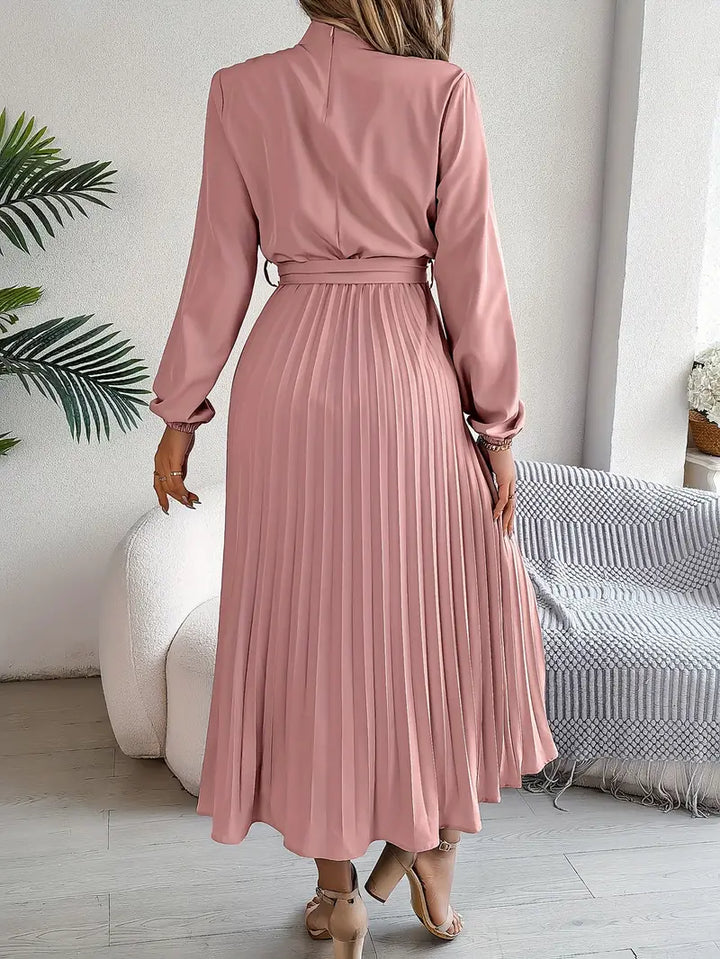 Charlotte | Chic Belted Pleated Fall Wedding Guest Midi Dress
