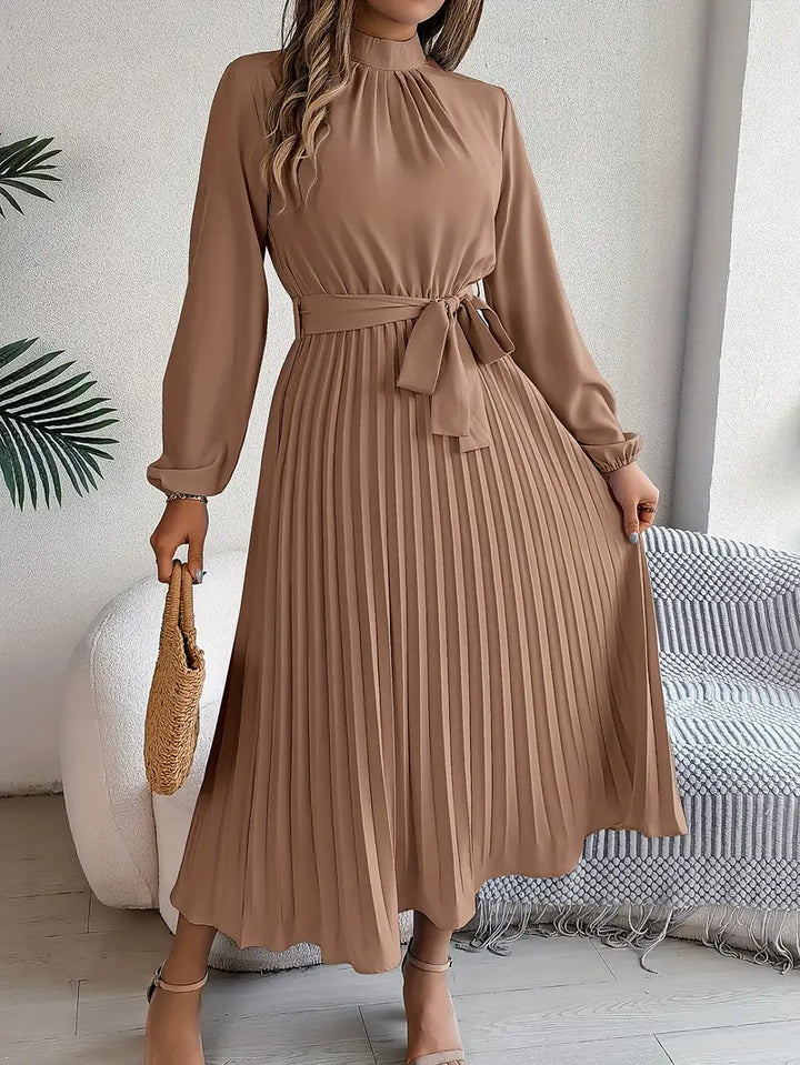Charlotte | Chic Belted Pleated Fall Wedding Guest Midi Dress