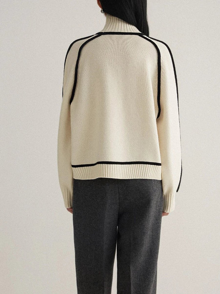 Charlotte | Cozy Contrast Piping Turtleneck Knit Sweater