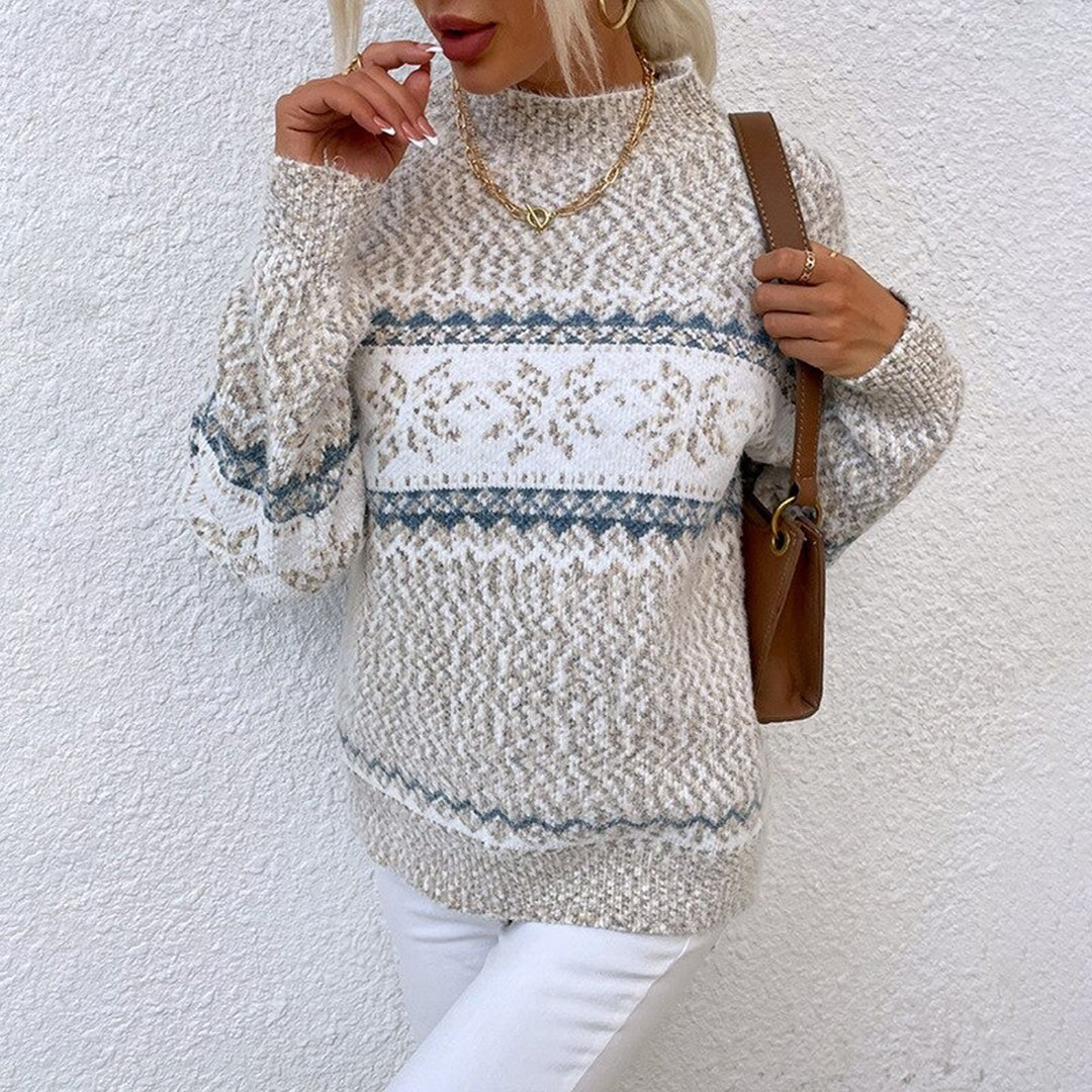 Cheryl | Chic Snowflake Mock Neck Turtleneck Sweater