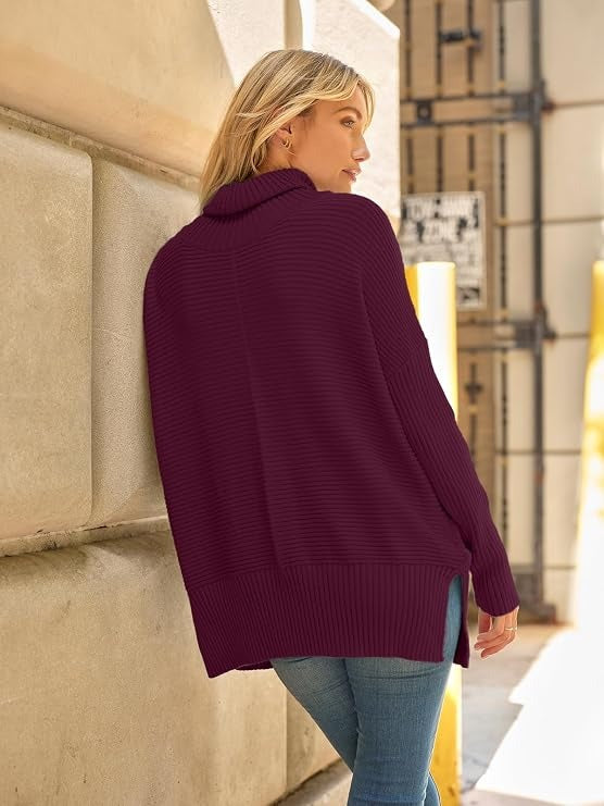 Cheryl | Classic Oversized Turtleneck Sweater with Side Slits