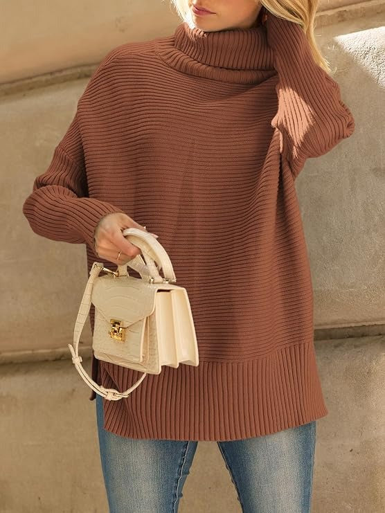 Cheryl | Classic Oversized Turtleneck Sweater with Side Slits