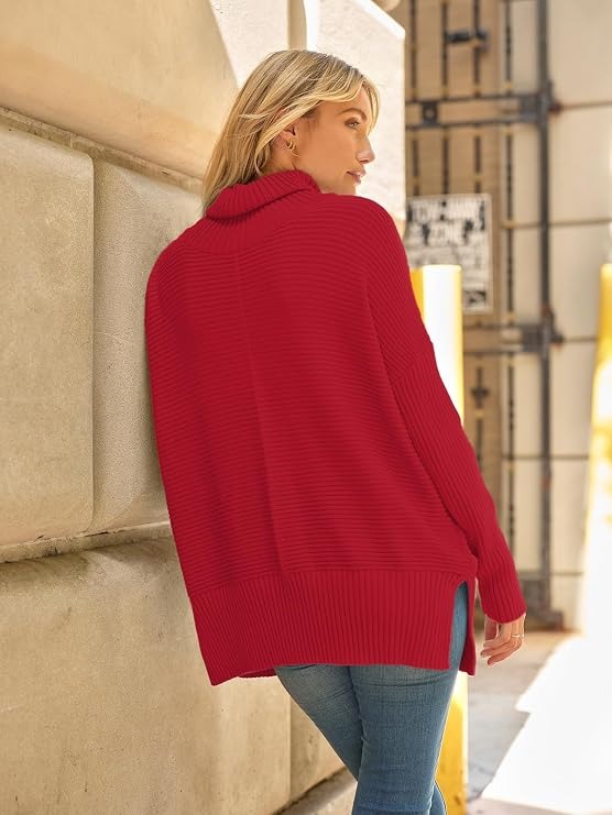 Cheryl | Classic Oversized Turtleneck Sweater with Side Slits