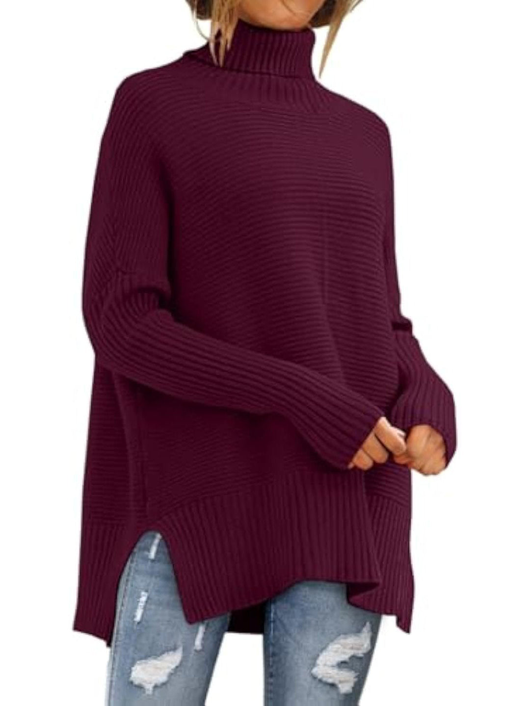 Cheryl | Classic Oversized Turtleneck Sweater with Side Slits