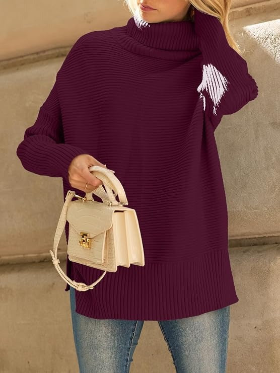 Cheryl | Classic Oversized Turtleneck Sweater with Side Slits