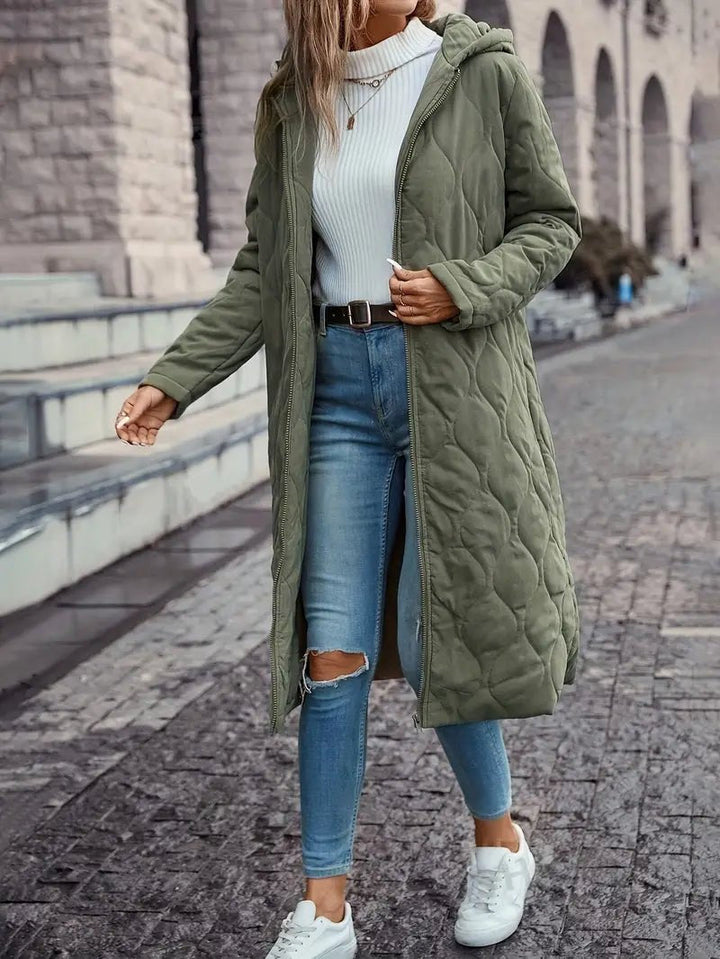 Cheryl | Long Hooded Quilted Winter Puffer Jacket