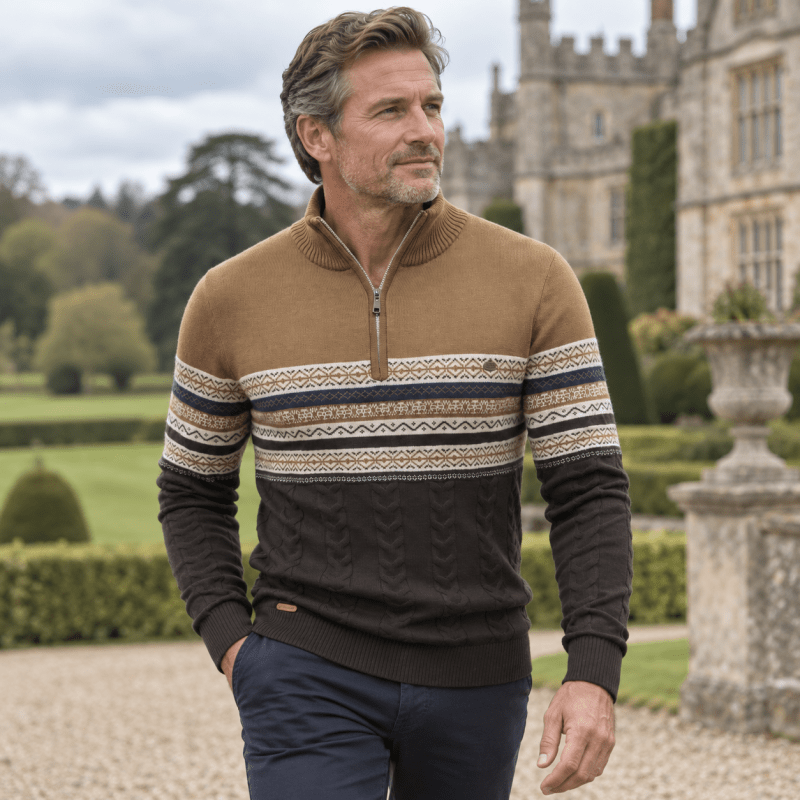 Christian | Cozy Fair Isle Half-Zip mens xmas sweaters