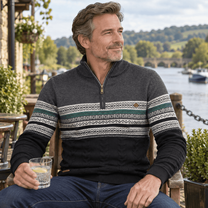 Christian | Cozy Fair Isle Half-Zip mens xmas sweaters