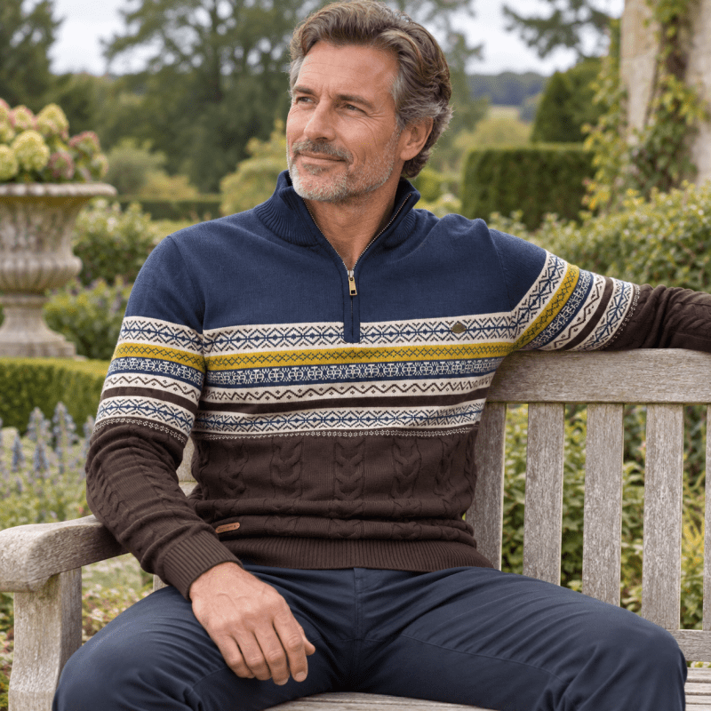 Christian | Cozy Fair Isle Half-Zip mens xmas sweaters