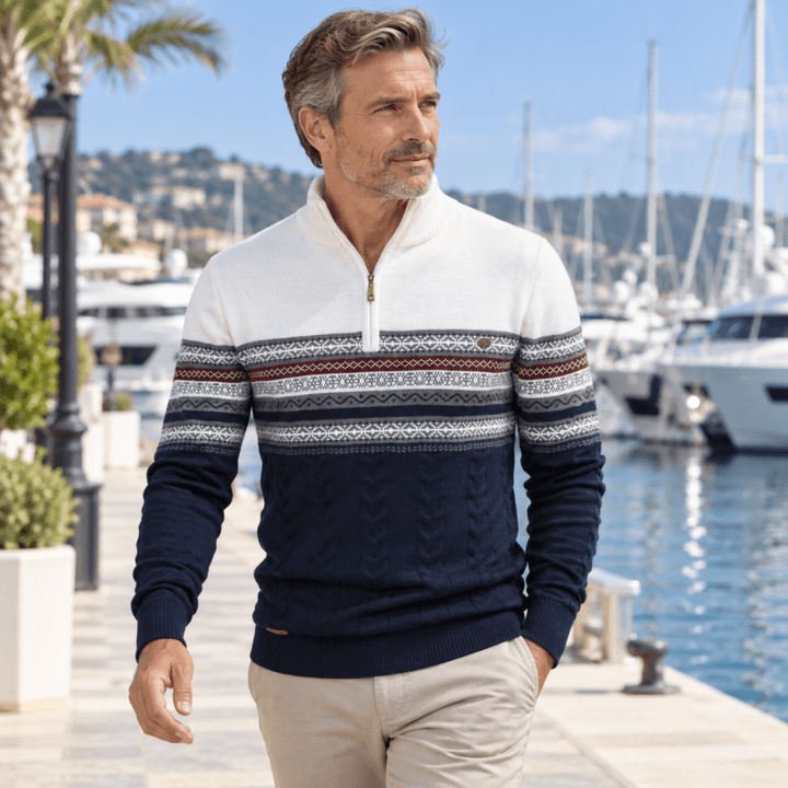 Christian | Cozy Fair Isle Half-Zip mens xmas sweaters