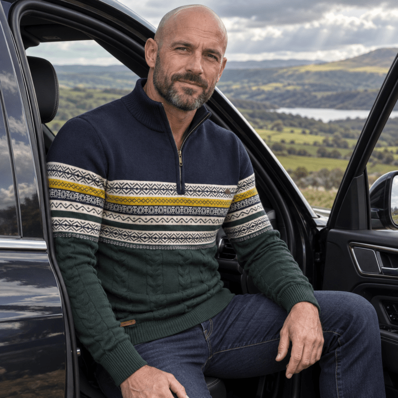 Christian | Cozy Fair Isle Half-Zip mens xmas sweaters
