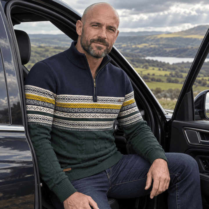 Christian | Cozy Fair Isle Half-Zip mens xmas sweaters