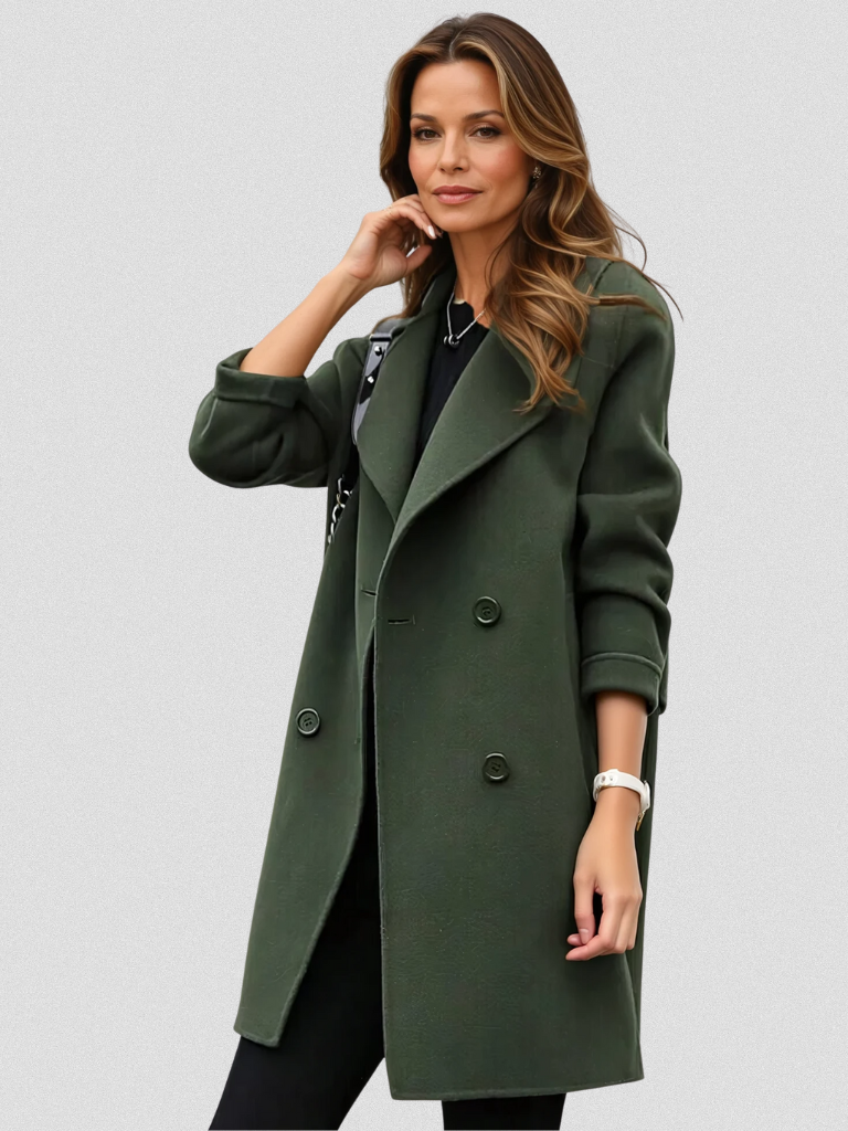 Christina | Classic Double-Breasted Longline Pea Coat