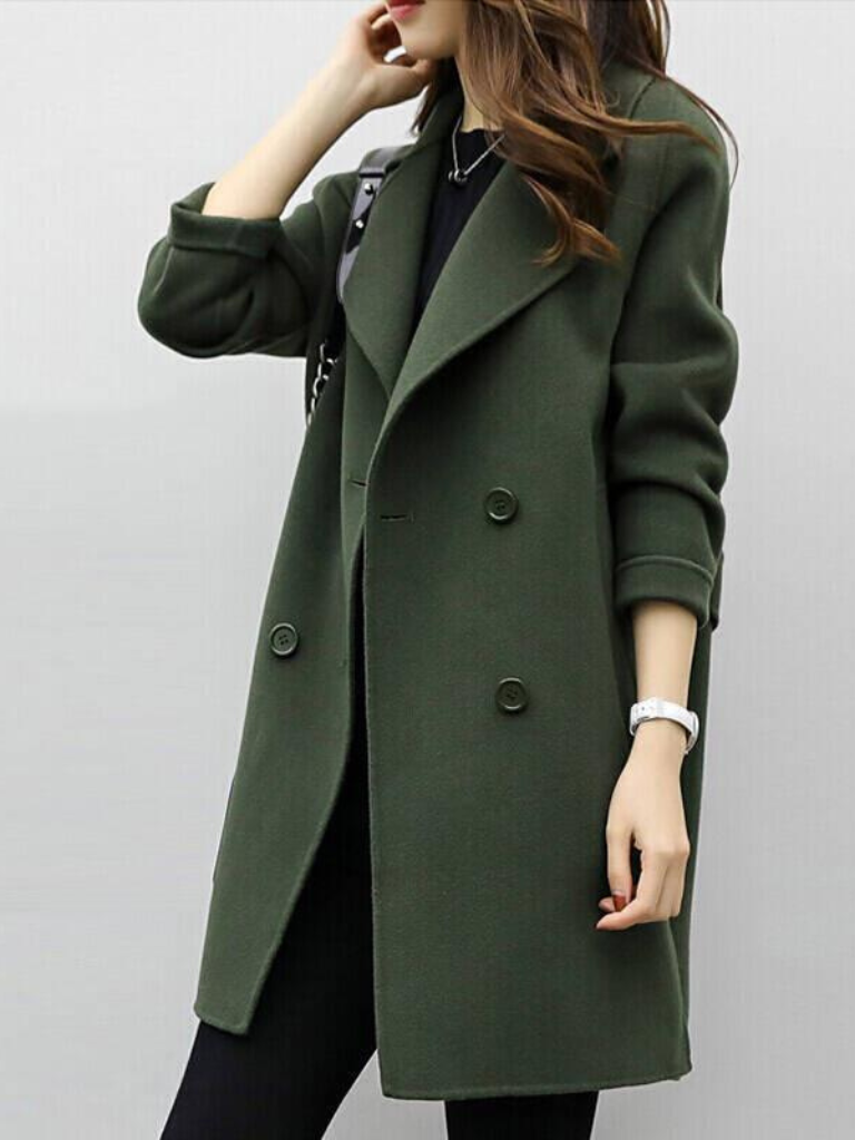 Christina | Classic Double-Breasted Longline Pea Coat
