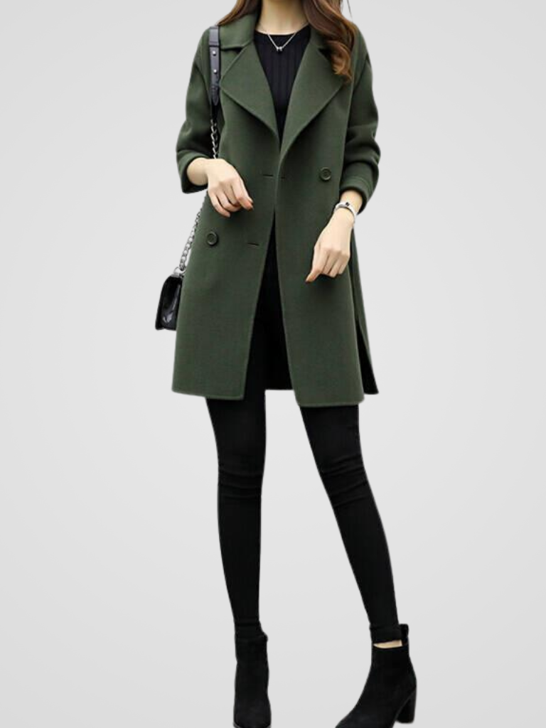 Christina | Classic Double-Breasted Longline Pea Coat