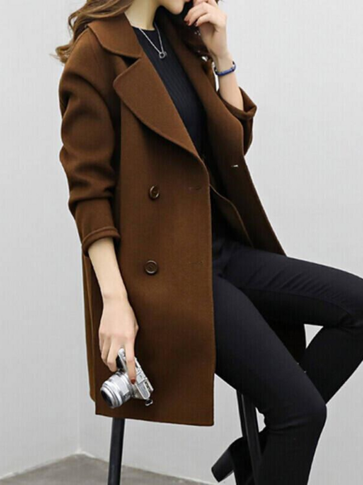 Christina | Classic Double-Breasted Longline Pea Coat