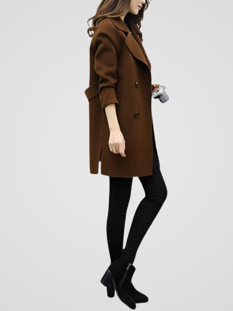 Christina | Classic Double-Breasted Longline Pea Coat
