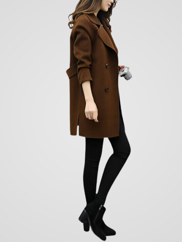 Christina | Classic Double-Breasted Longline Pea Coat