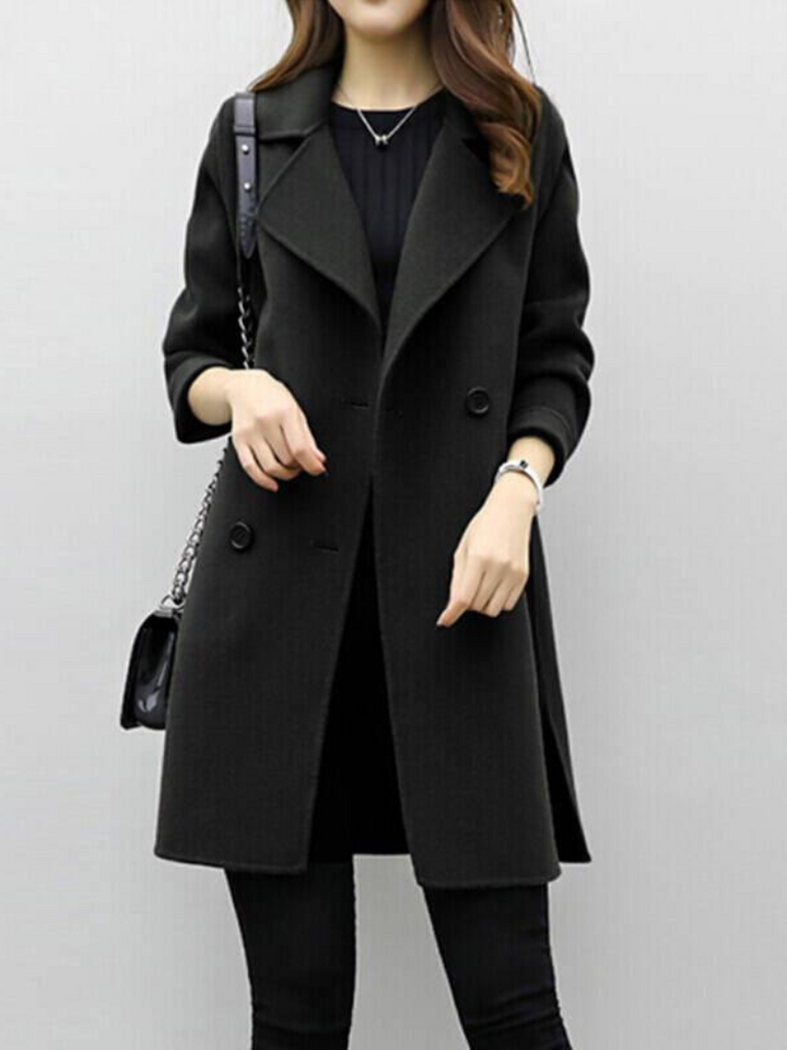 Christina | Classic Double-Breasted Longline Pea Coat