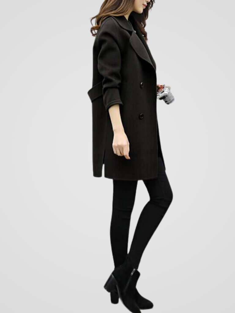 Christina | Classic Double-Breasted Longline Pea Coat