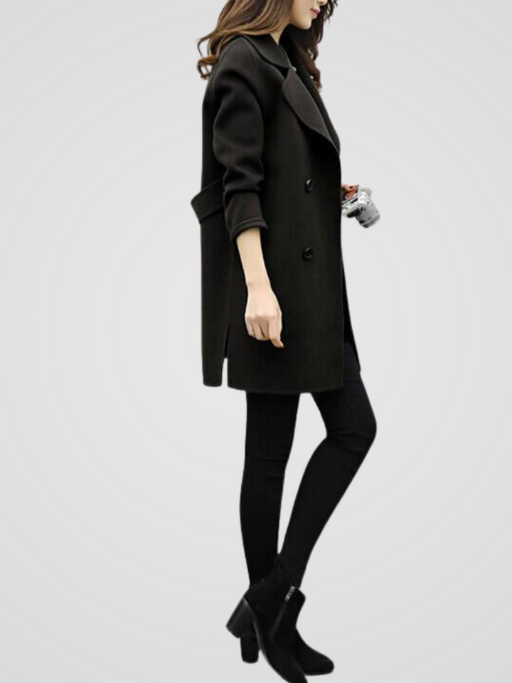 Christina | Classic Double-Breasted Longline Pea Coat