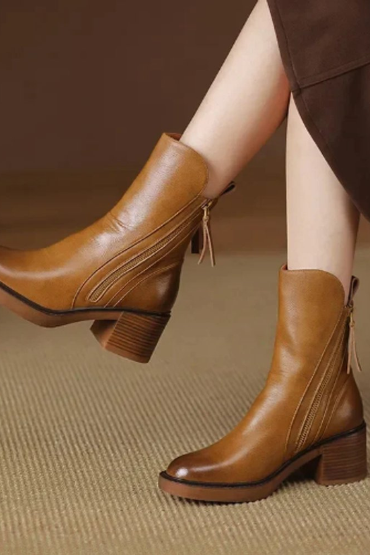 Christina | Classic Pointed Toe Block Heel Ankle Boots