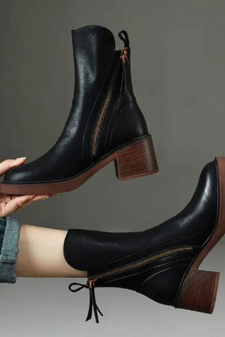 Christina | Classic Pointed Toe Block Heel Ankle Boots