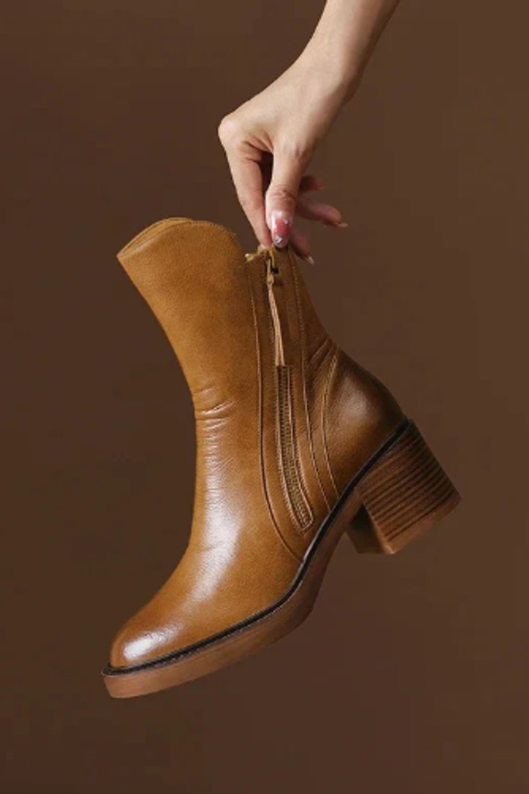 Christina | Classic Pointed Toe Block Heel Ankle Boots