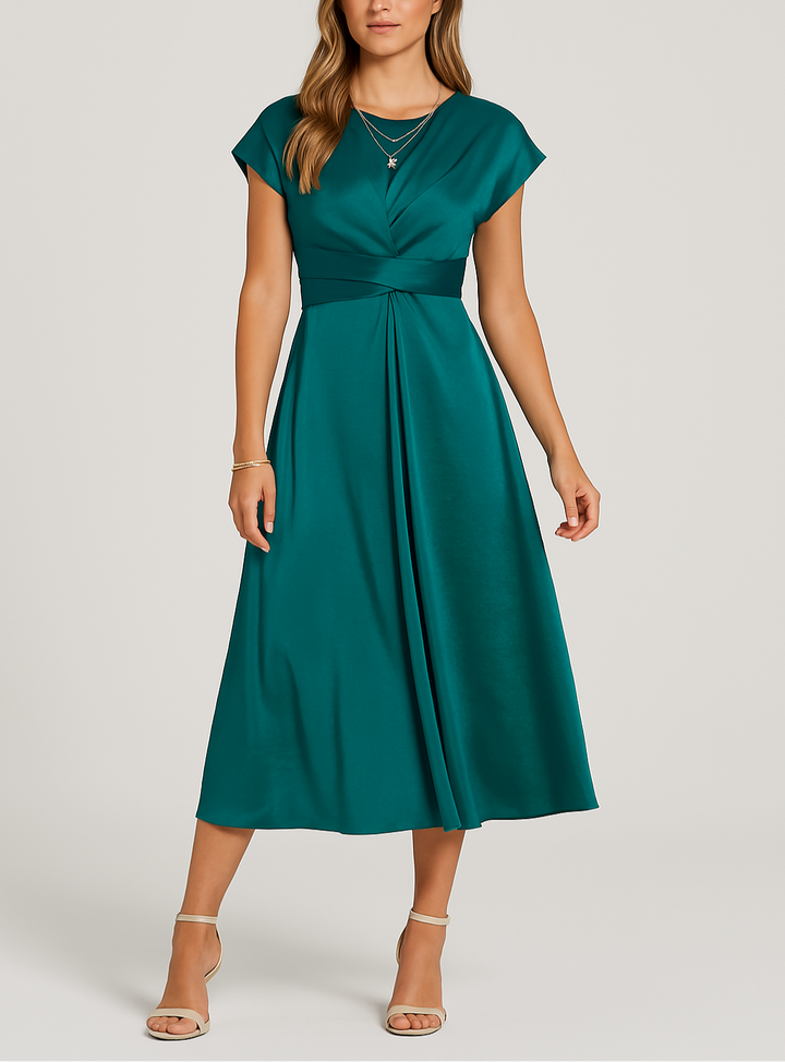 Christina | Classic Twist-Front Winter Wedding Guest Midi Dress