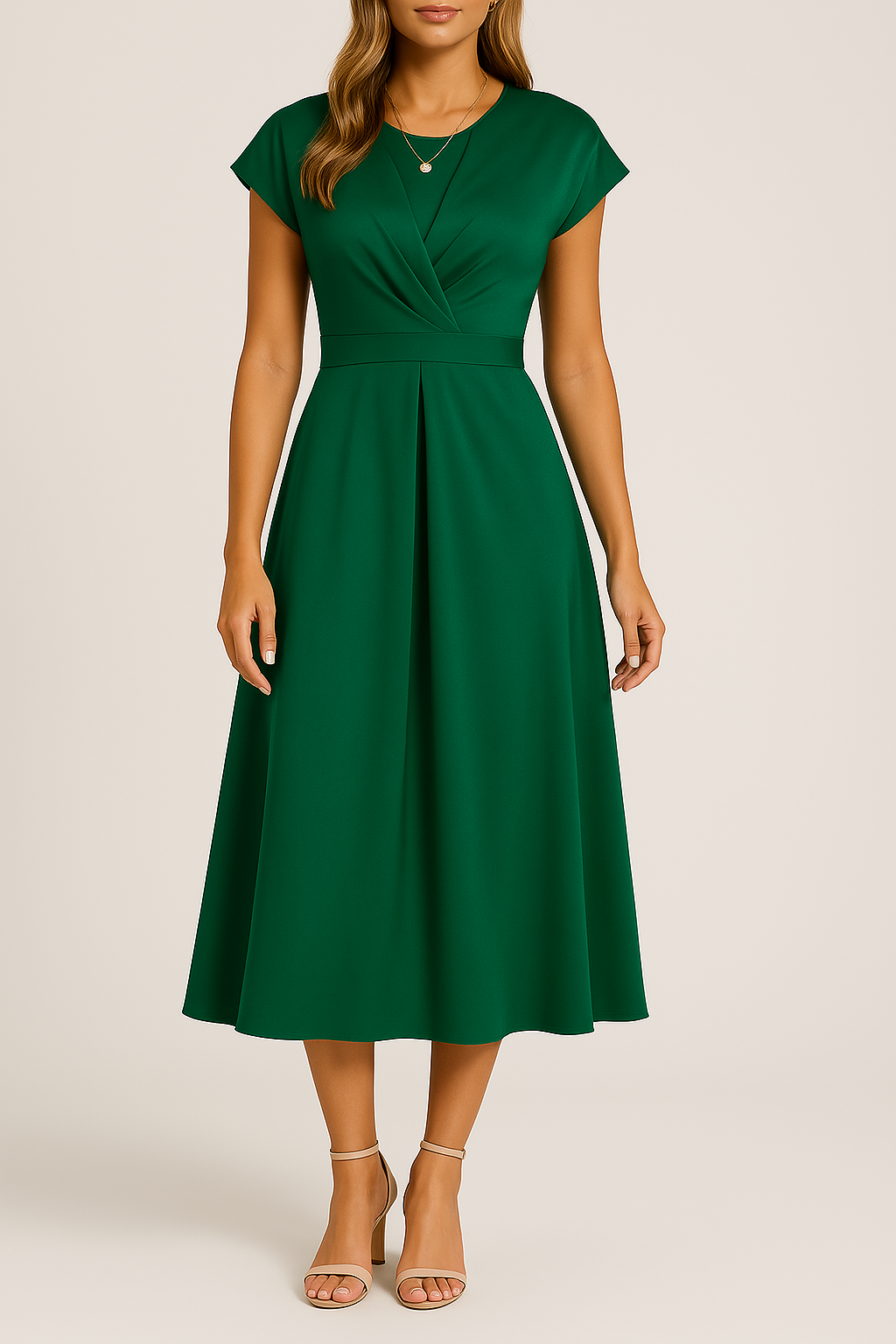 Christina | Classic Twist-Front Winter Wedding Guest Midi Dress