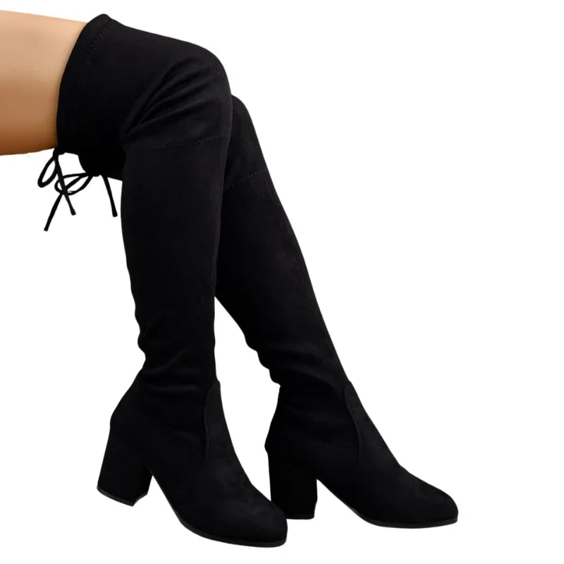 Christine | Chic Over-the-Knee Block Heel Thigh High Boots