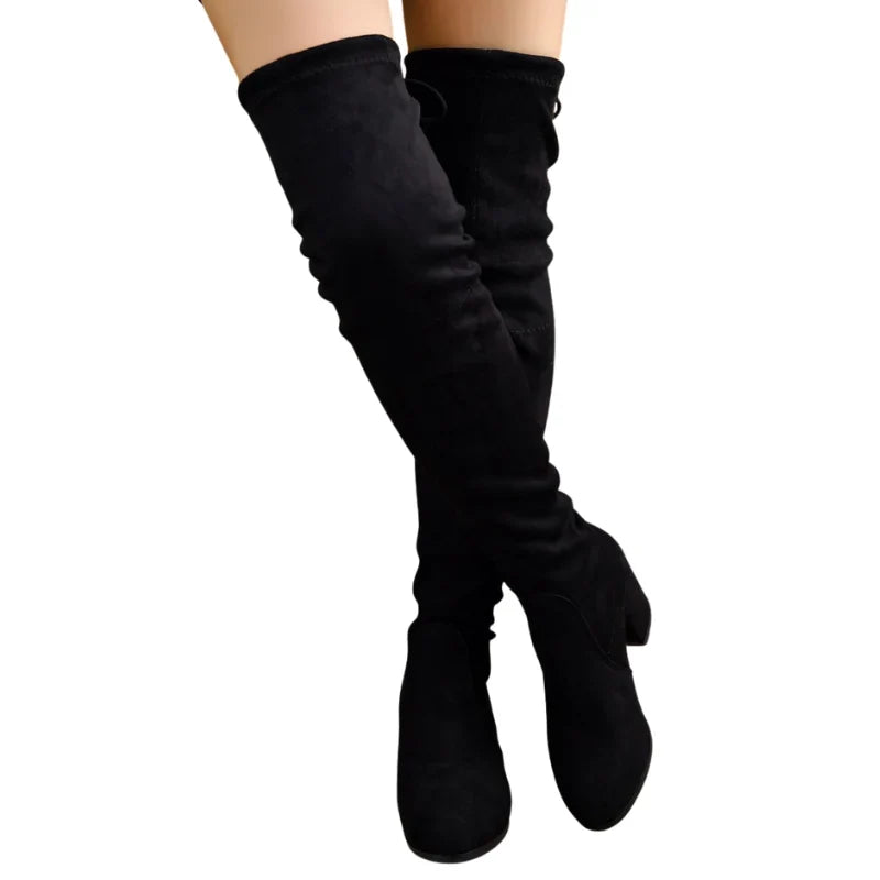 Christine | Chic Over-the-Knee Block Heel Thigh High Boots