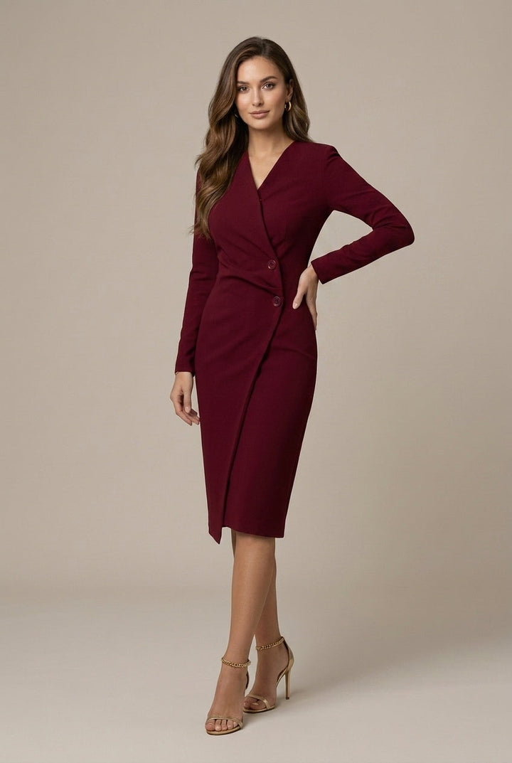 Christine | Cozy Wrap-Front Christmas Party Dress