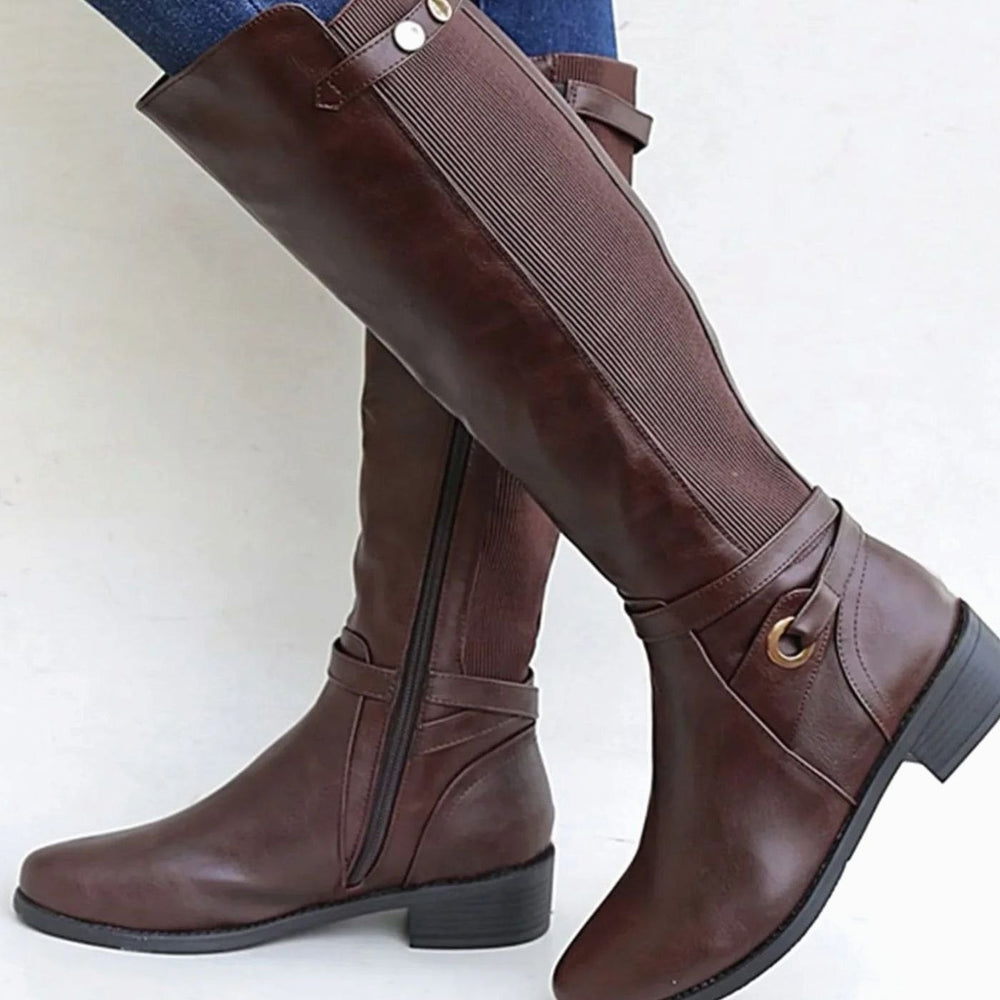 Christine | Timeless Knee High Boots with Ring Buckle Detail