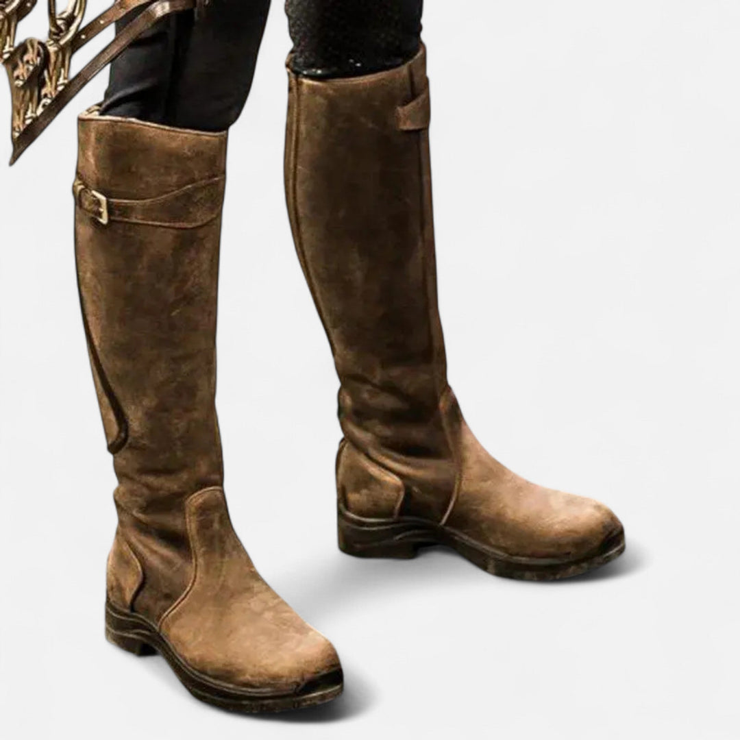 Cynthia | Cozy Knee High Boots with Buckle Detail