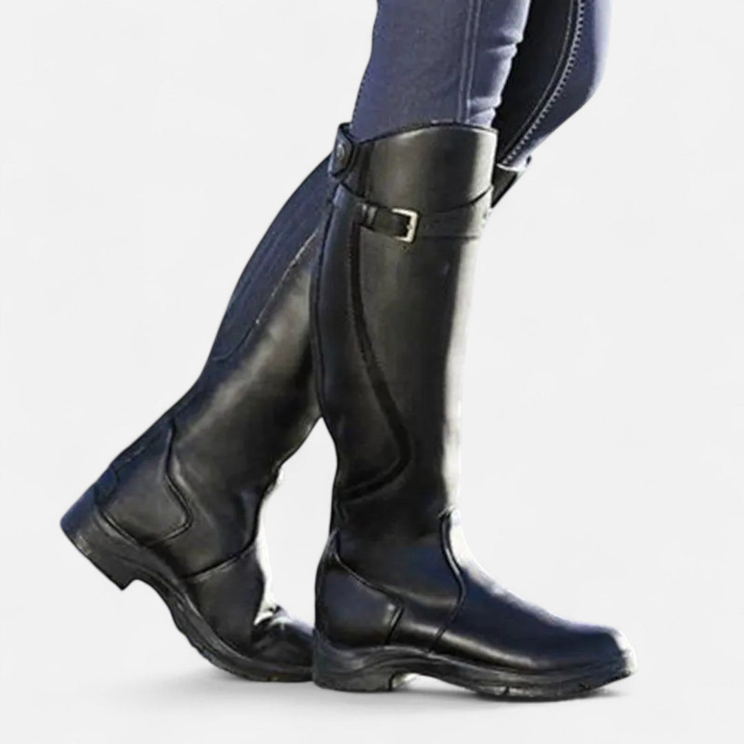 Cynthia | Cozy Knee High Boots with Buckle Detail