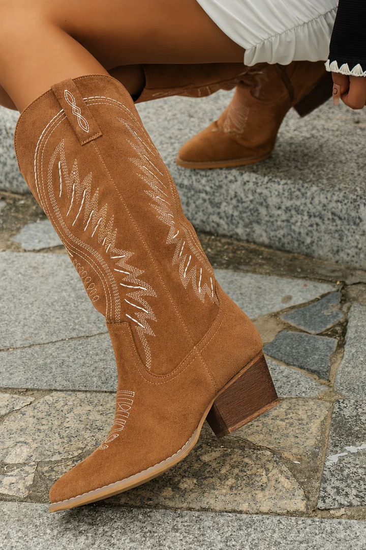 Cynthia | Polished Embroidered Pointed Toe Cowboy Boots