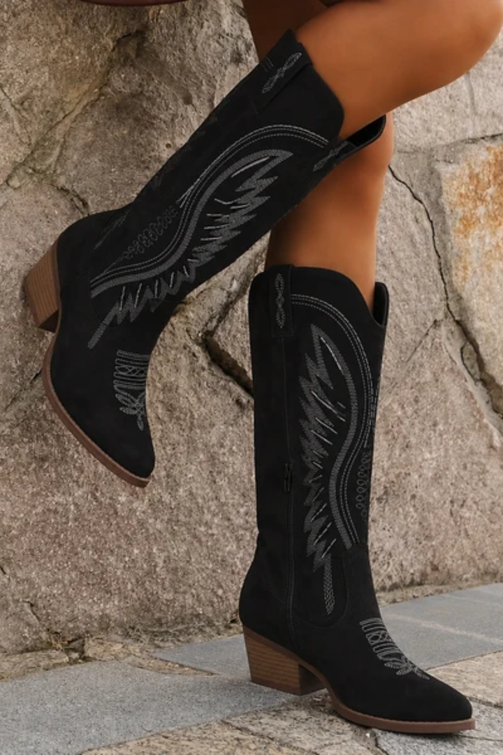 Cynthia | Polished Embroidered Pointed Toe Cowboy Boots