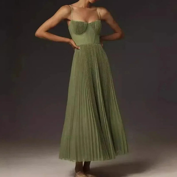 Cynthia | Refined Pleated Fall Wedding Guest Maxi Dress