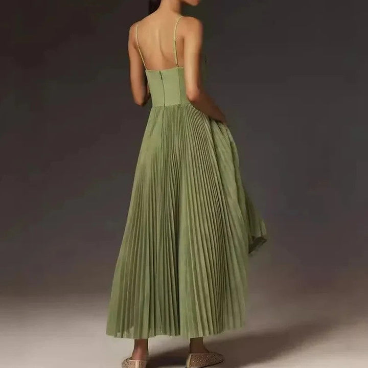 Cynthia | Refined Pleated Fall Wedding Guest Maxi Dress