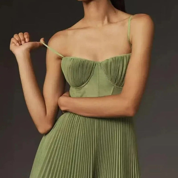 Cynthia | Refined Pleated Fall Wedding Guest Maxi Dress